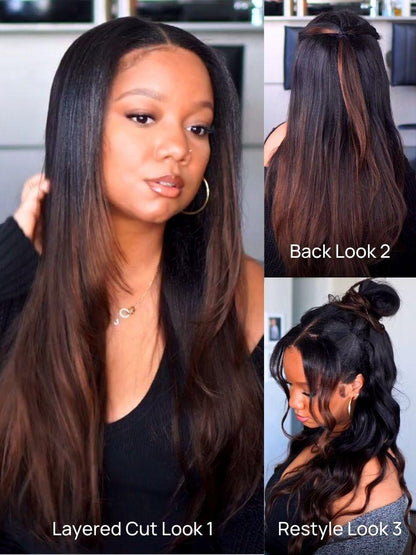 Nadula Lifesaver EasiContour™ V Part Yaki Straight Chestnut Brown Ombre