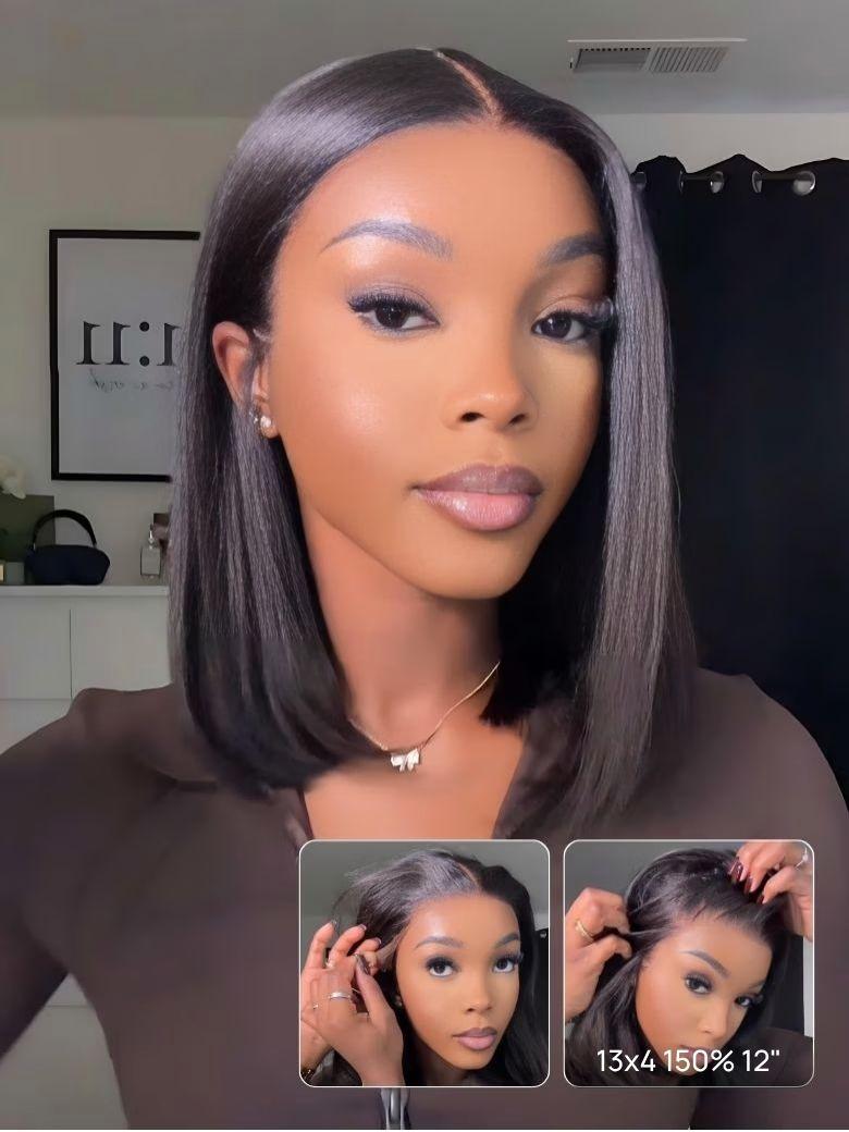 Nadula Bye Bye Knots Yaki Straight Bob Wig 7x5 Pre-Bleached
