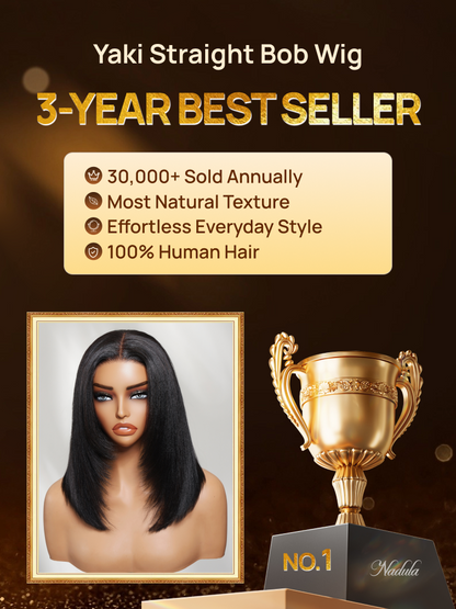 Nadula Short Yaki Straight Bob Wig 7x5 Bye Bye Knots