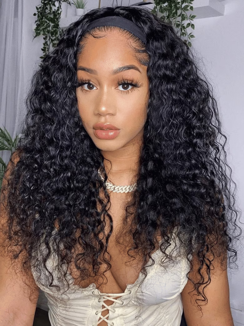 Nadula Water Wave Wigs With Headband 100% Virgin Hair Long