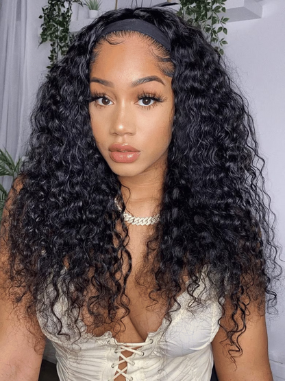 Nadula Water Wave Wigs With Headband 100% Virgin Hair Long
