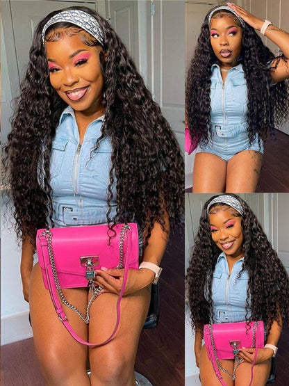 Nadula Water Wave Headband Wig 100% Virgin Hair Put On