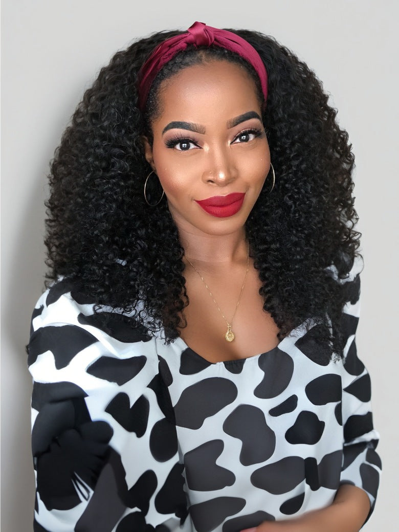 Nadula Afro Curly Blend & Secure Half Wig 4C Kinky Curly Human Hair 3/4 Half Wig Beginner Friendly
