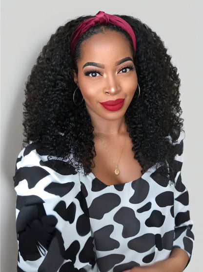 Nadula Afro Curly Blend & Secure Half Wig 4C Kinky Curly Human Hair 3/4 Half Wig Beginner Friendly
