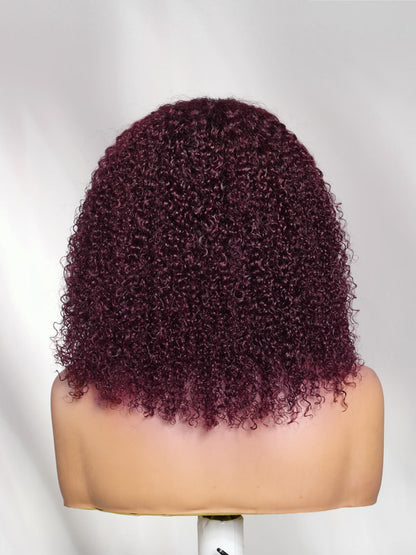 Nadula 7x5 No Slip Deep Burgundy Kinky Curly Wig with Finger Coils Put On and Go Glueless Wigs