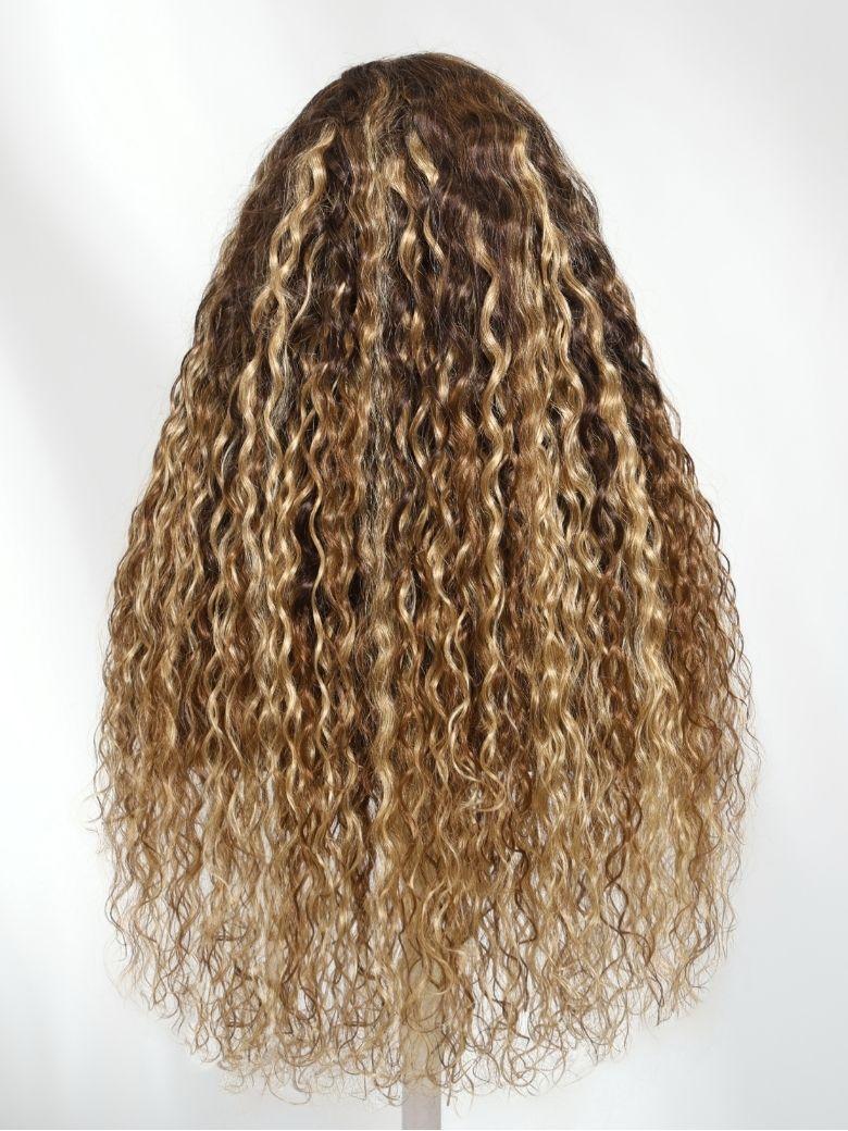 Nadula 13x4 Honey Blonde Highlights Warm Soft Wet & Wavy Texture Lace Frontal Invisible Knots Put on and Go Wig