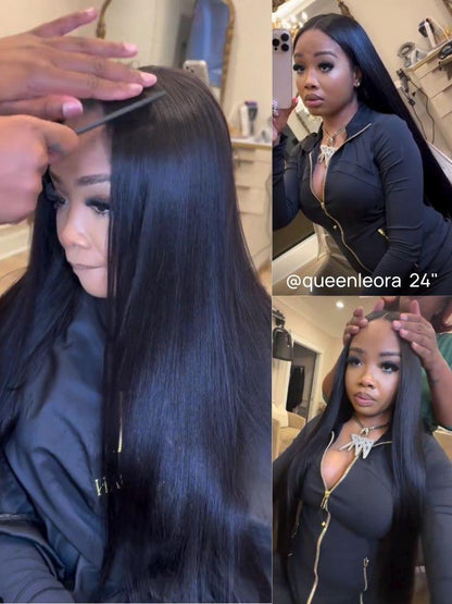 Nadula ScalpLook™ V Part Yaki Straight Glueless Human Hair Wigs