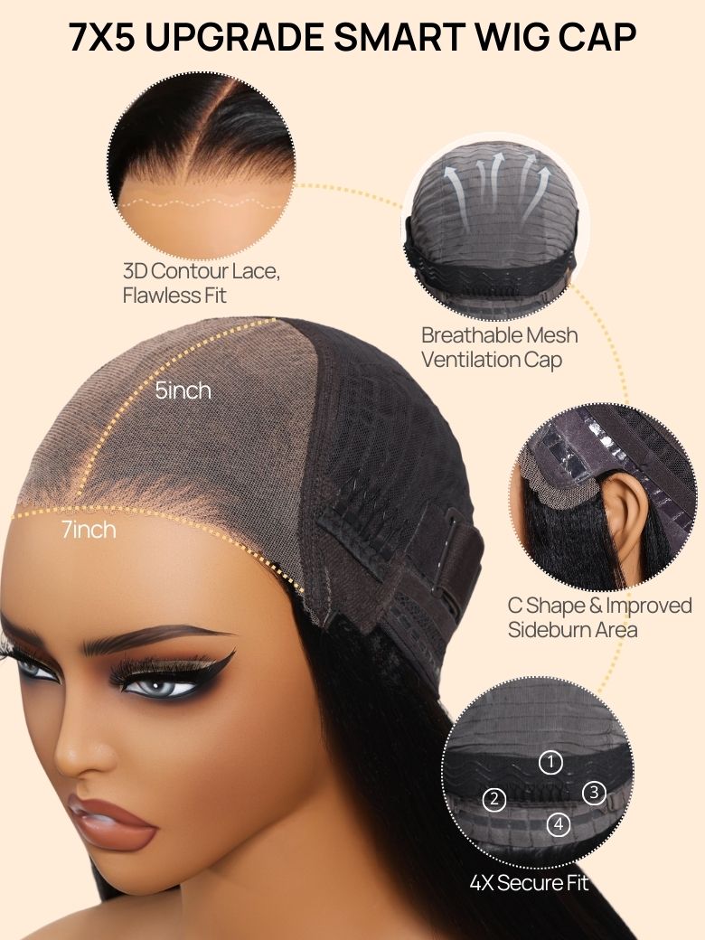 Nadula 7x5 Bye Bye Knots Loose Body Wave Lace Closure Wig Dark Brown Wig with Face-Framing Highlights Pre sale