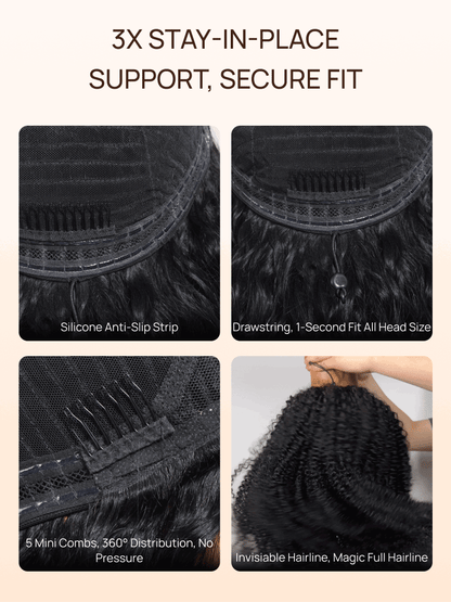 Nadula Afro Curly 2x4 Minimal Real-Part Lace 3/4 Half Wig