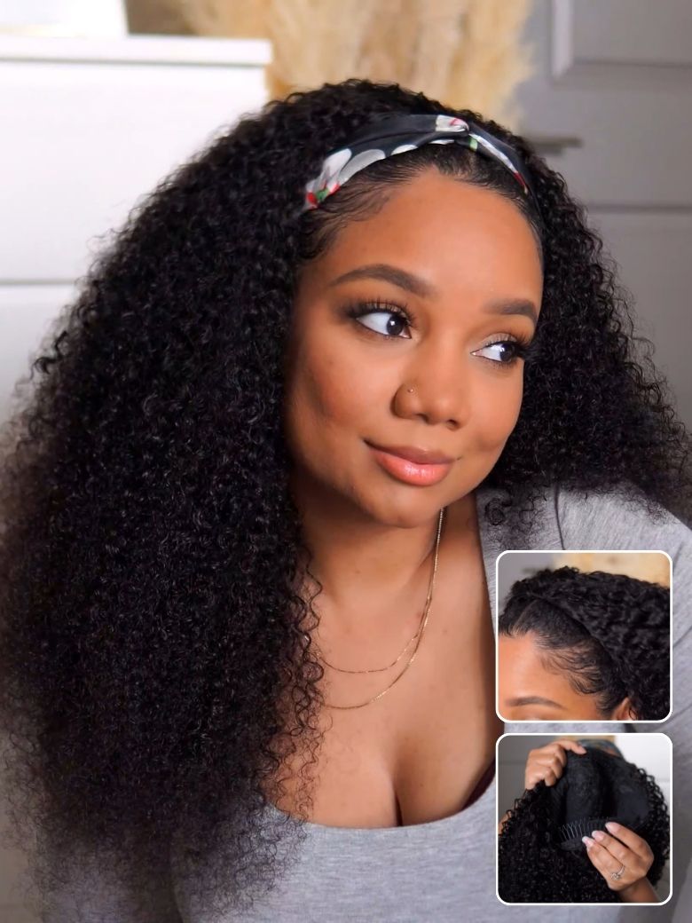 Nadula Afro Curly Human Hair 3/4 Half Wig for African