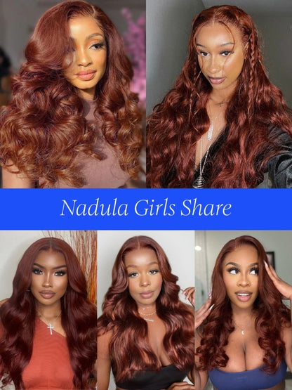 Nadula 13x4 Red-Brown With Orangey Highlights Wig Long Wavy With