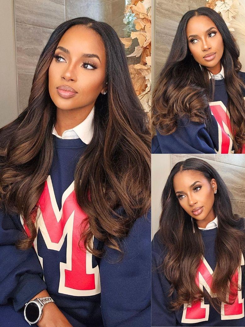 Nadula Lifesaver EasiContour™ V Part Curly and Yaki Straight Chestnut