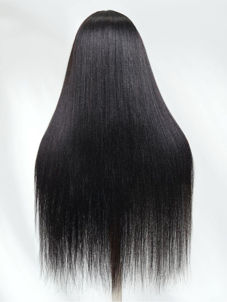 Nadula Yaki Straight Layered Wig with Bangs Glueless Human Hair Wig Put On and Go Wig Beginner Friendly Classic Cap