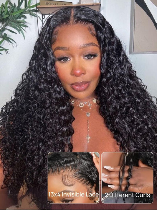 Nadula 7x5 and13x4 Transparent Lace Mixed Curls Water Wave &