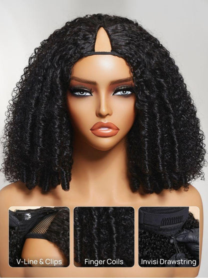 Nadula ScalpLook™ Glueless Afro Kinky Curly with Finger Coils V Part Wigs No Leave Out Beginner Friendly