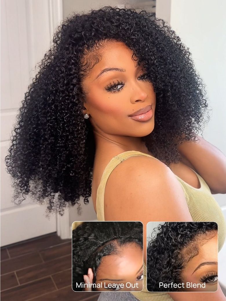 Nadula Afro Curly Flip Over 3/4 Half Wig Blend &