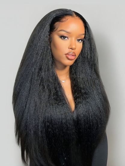Nadula New V Part Yaki Straight Glueless Human Hair Wigs