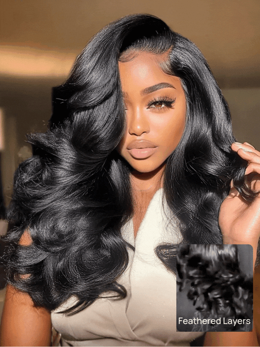 Nadula 7x5 No Slip Wig 2.0™ Invisible Knots Feathered Layer Side Part 180% Density Lace Wig Put On And Go with Drawstring
