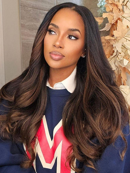 Nadula 7x5 Chestnut Brown Ombre Yaki Straight Put On and