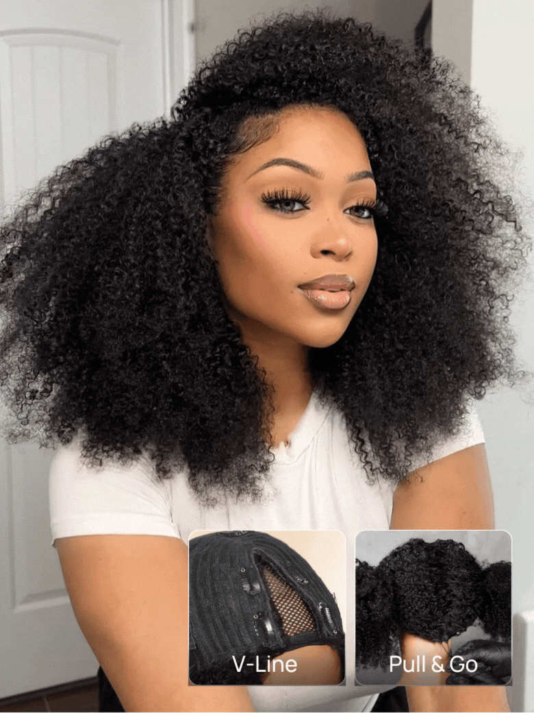Nadula ScalpLook™ Glueless Kinky Curly V Part Wig Burmese Curly