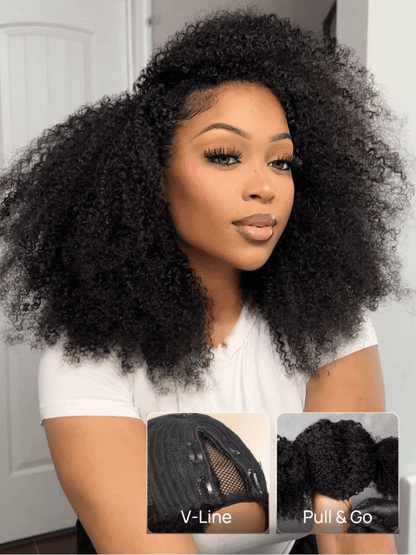 Nadula ScalpLook™ Glueless Kinky Curly V Part Wig Burmese Curly