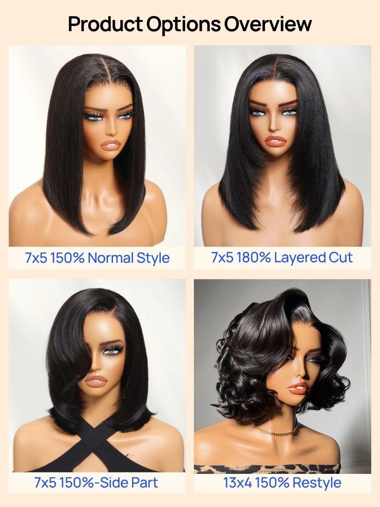 Nadula Bye Bye Knots Yaki Straight Bob Wig 7x5 Pre-Bleached