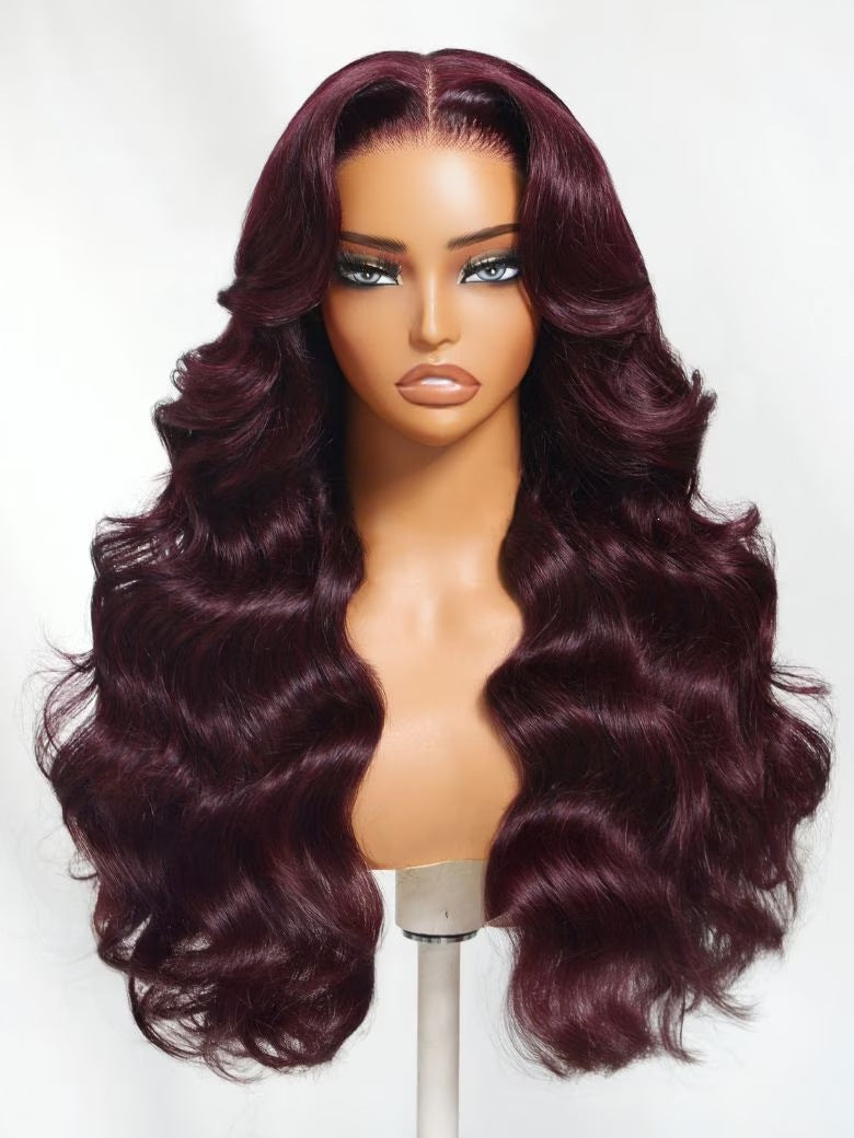 Nadula 7x5 and 13x4 Burgundy Plum Layer Cut Straight Lace