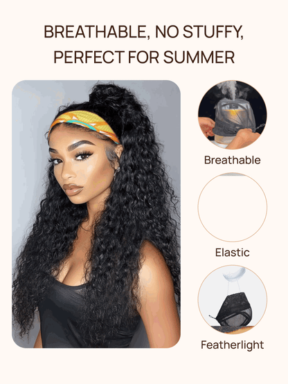 Nadula Water Wave Wigs With Headband 100% Virgin Hair Long