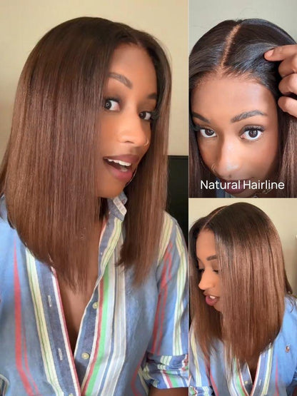 Nadula 7x5 Chestnut Brown Ombre Yaki Straight Put On and
