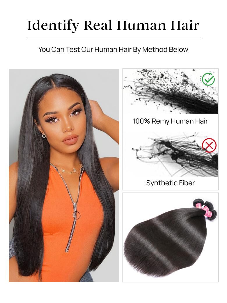 Nadula Straight 3 Bundles With 4x4 Lace Closure Soft Unprocessed