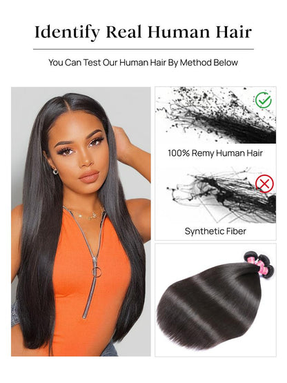 Nadula Straight 3 Bundles With 4x4 Lace Closure Soft Unprocessed