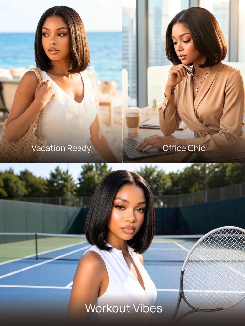 Nadula Bye Bye Knots Yaki Straight Bob Wig 7x5 Pre-Bleached