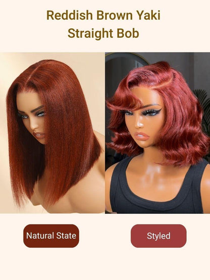 Nadula Bye Bye Knots Yaki Straight Bob Wig Reddish Brown