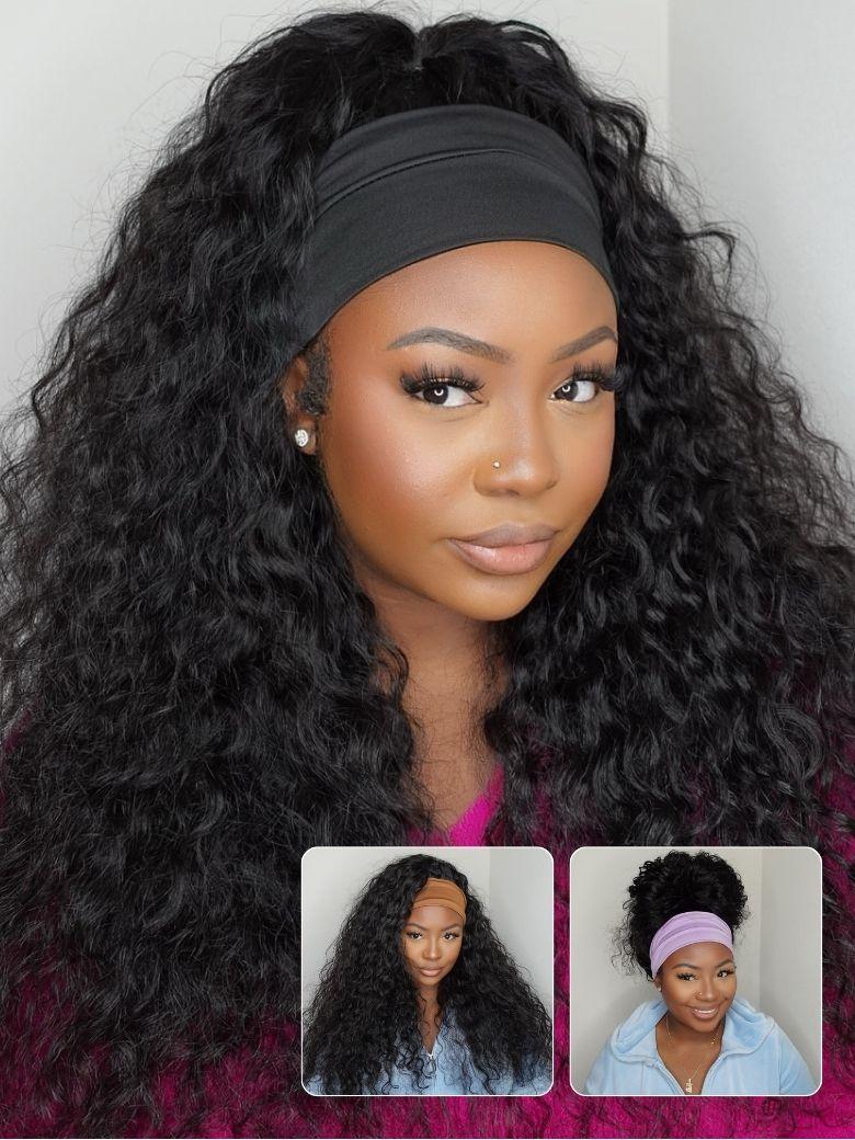 Nadula Water Wave Wigs With Headband 100% Virgin Hair Long