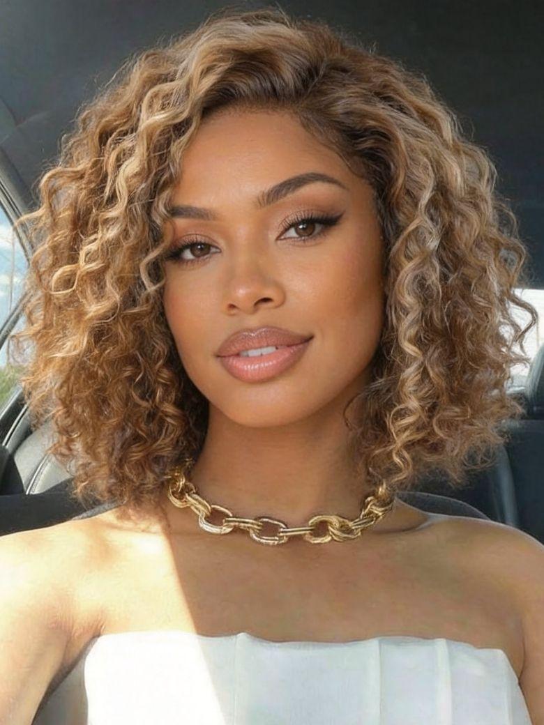 Nadula 7x5 No Slip Wig Brown With Honey Blonde Highlights