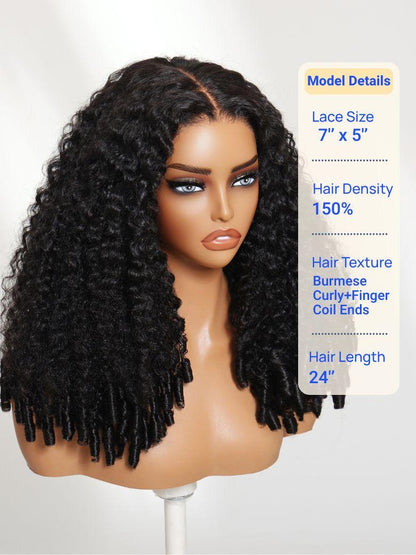 Nadula 7x5 Chestnut Brown Ombre Burmese Curly Glueless Wigs Elastic